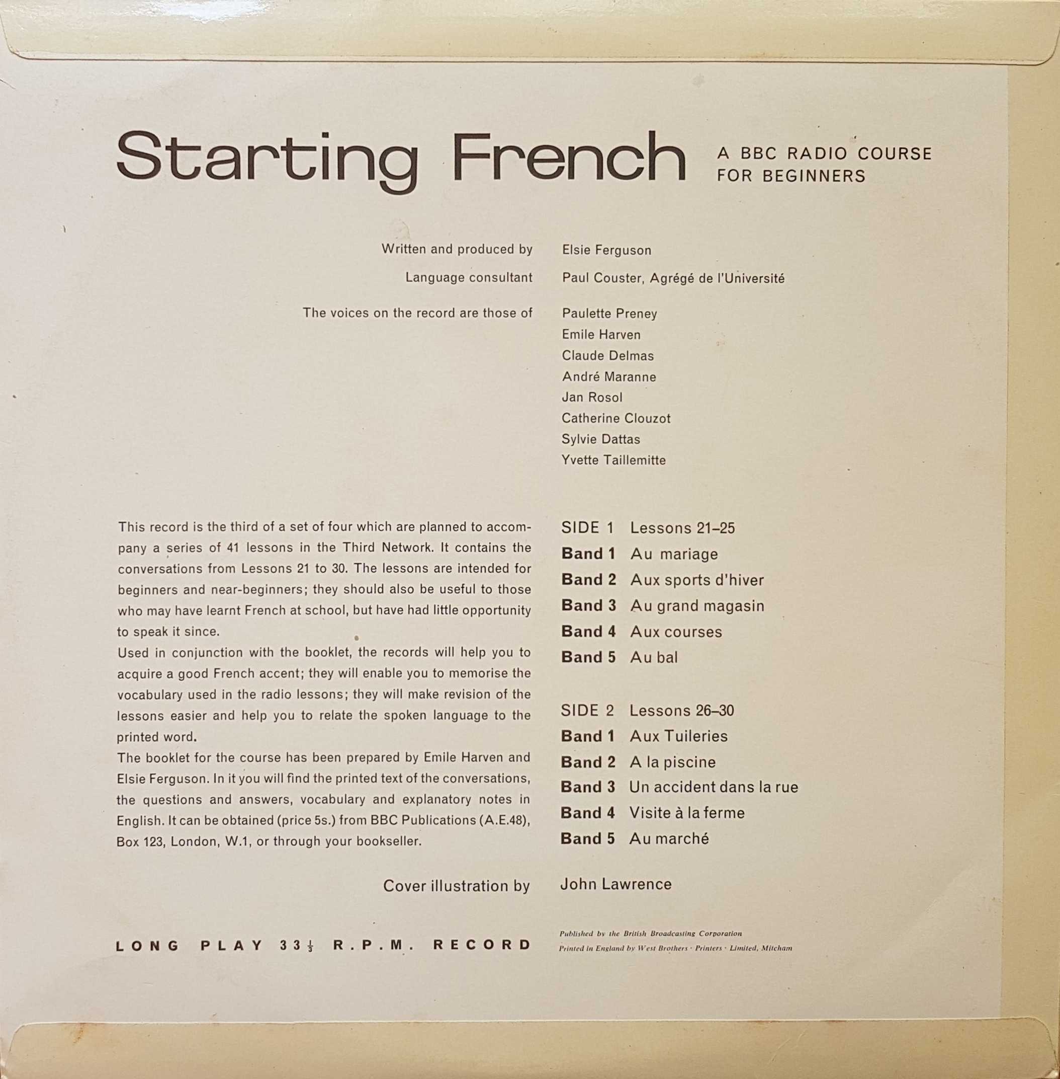 Picture of OP 21/22 Starting French - Parts 21 - 30 by artist Elsie Ferguson from the BBC records and Tapes library